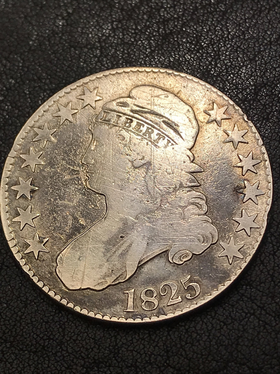 1825 Capped Bust Silver Half Dollar 50c Silver Coin O-108 R-3 #TR467
