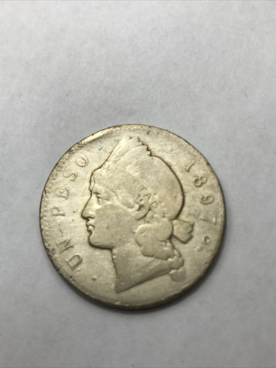 1897A 1 Peso Silver Crown One Peso Dominican Republic Silver