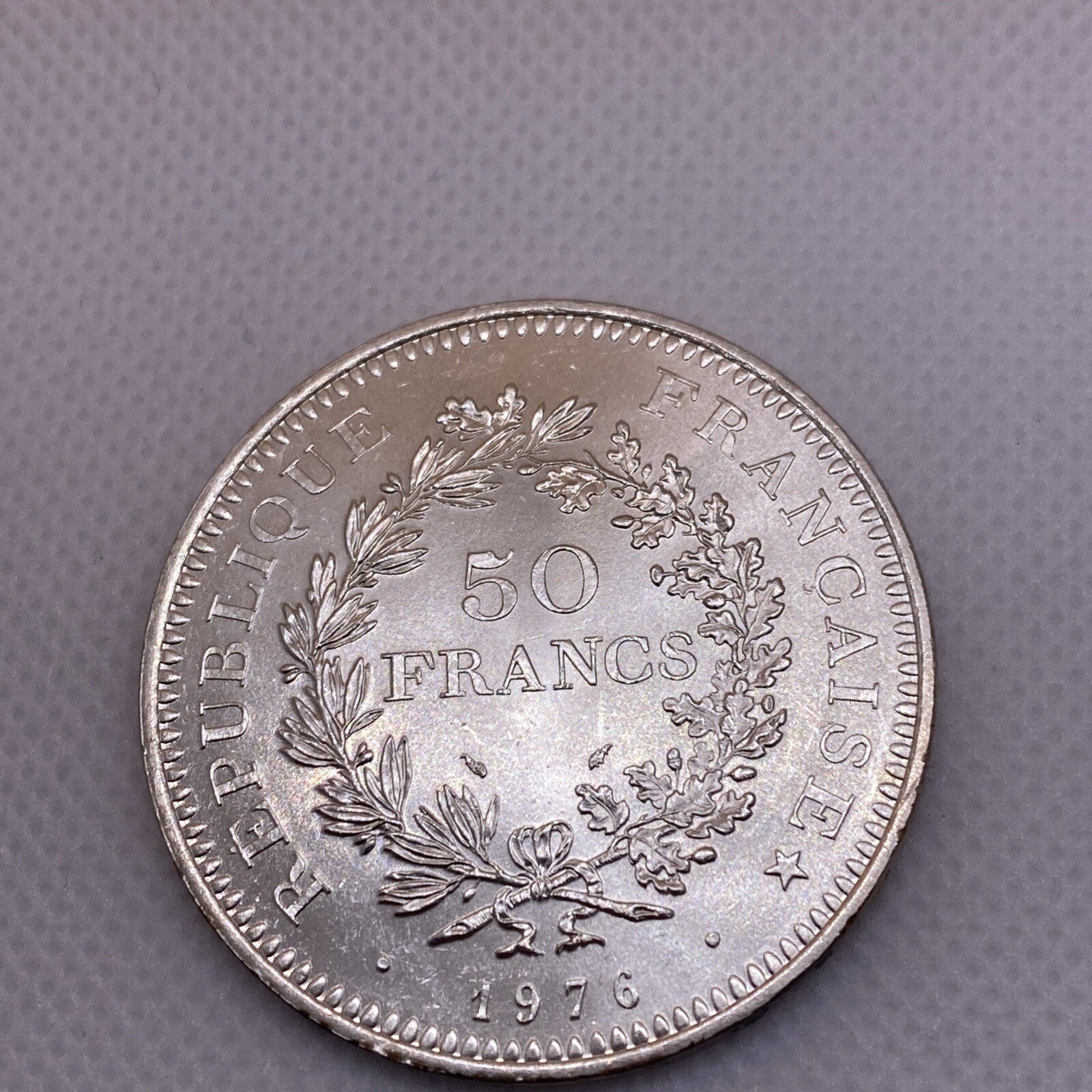1976 France 50 Francs Silver Coin 50 Fr. Uncirculated Silver Coin #1287-10