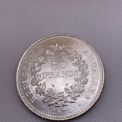 1976 France 50 Francs Silver Coin 50 Fr. Uncirculated Silver Coin #1287-10