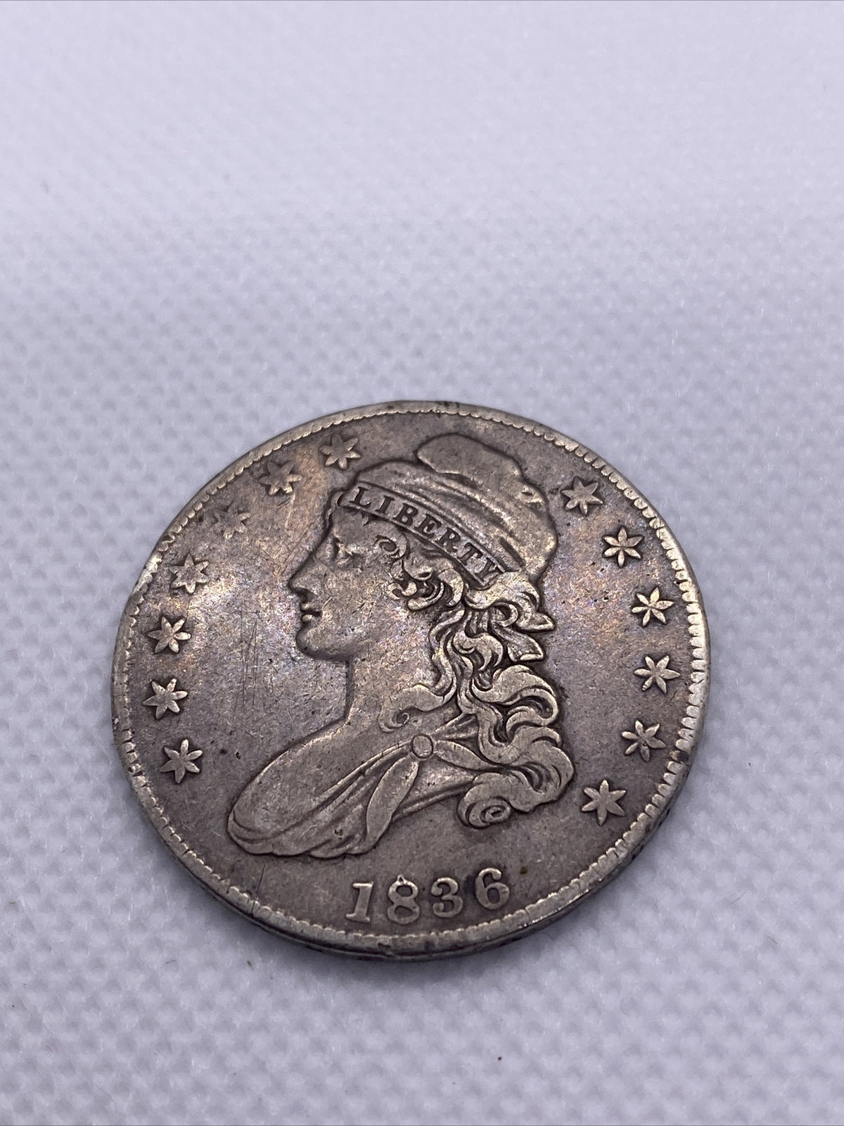 1836 Capped Bust Half Dollar Lettered Edge Silver 50c Beautiful Toning