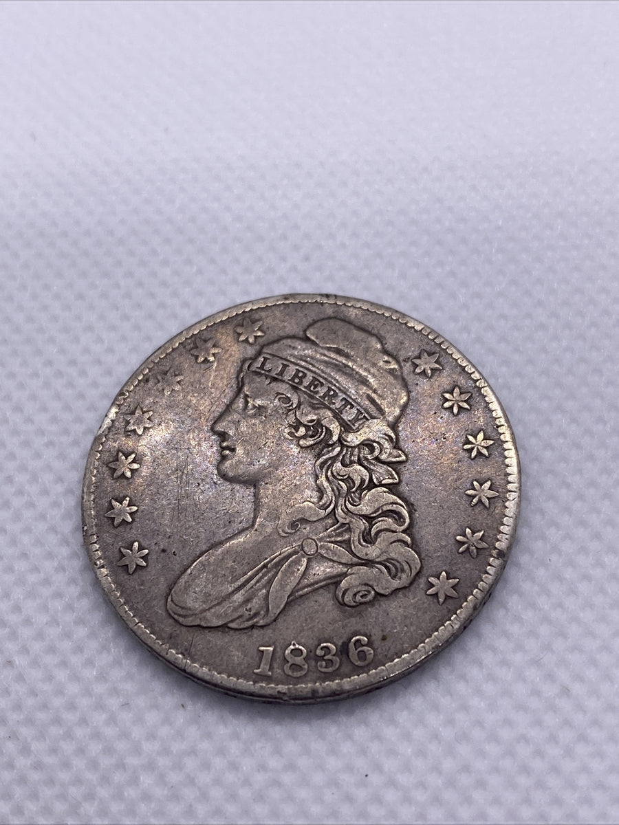1836 Capped Bust Half Dollar Lettered Edge Silver 50c Beautiful Toning