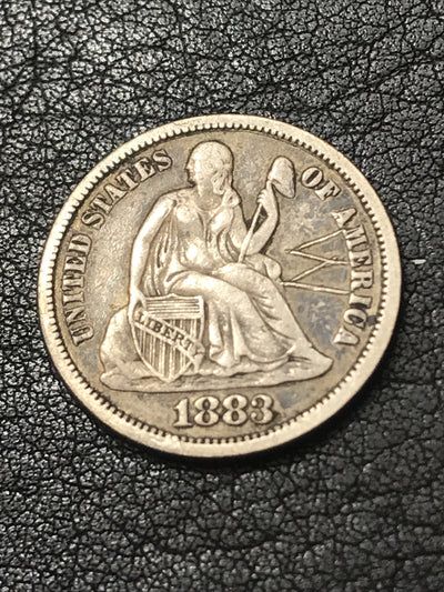 1883 Seated Liberty Silver Dime Personalised with Letter “W” (For Wife?) #9123