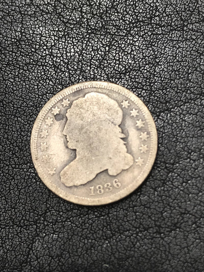 1836 Capped Bust Dime 10c Silver Coin JR-3 R-3 Block-8 Rare #4889