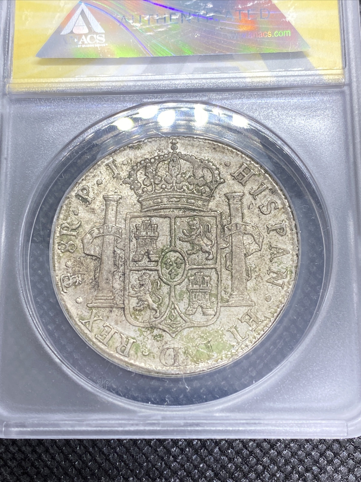 1819 PTS PJ Bolivia Silver 8R 8 Reales AU 55 Details Anacs Silver Potosi #555