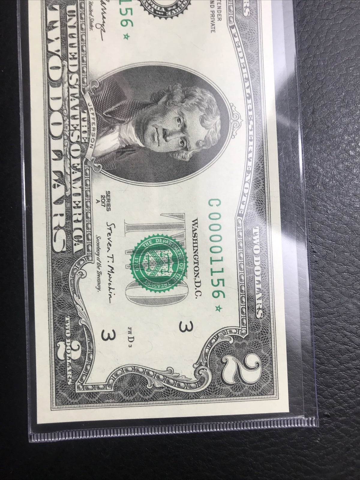 $2 Rare Uncirculated Low FOUR (4) Digits  ⭐️ STAR NOTE ⭐ 1156*