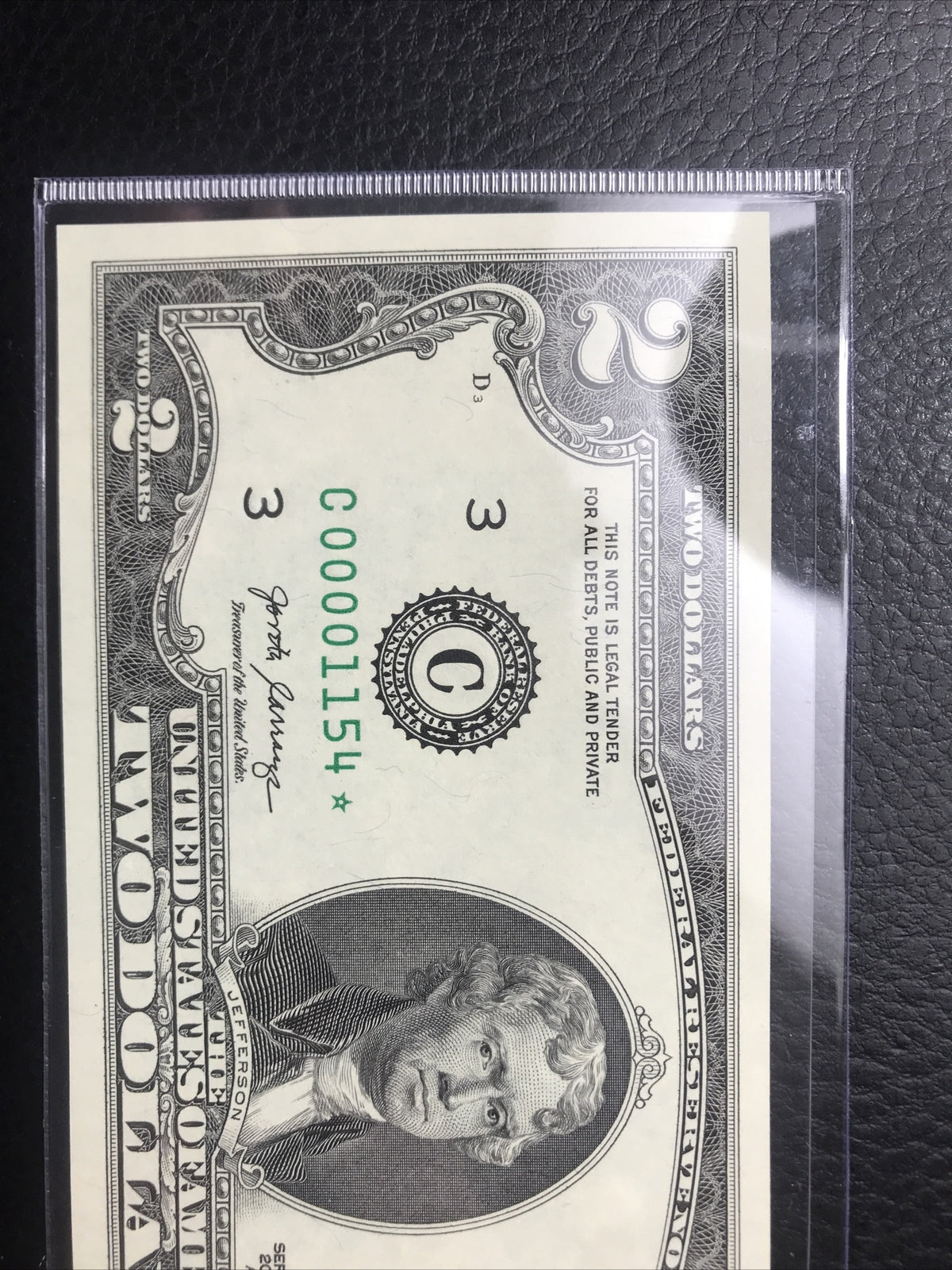 $2 Rare Uncirculated Low FOUR (4) Digits  ⭐️ STAR NOTE ⭐ 1154*