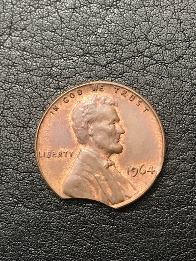 1964 Lincoln Cent Clipped Planchet Mint Error