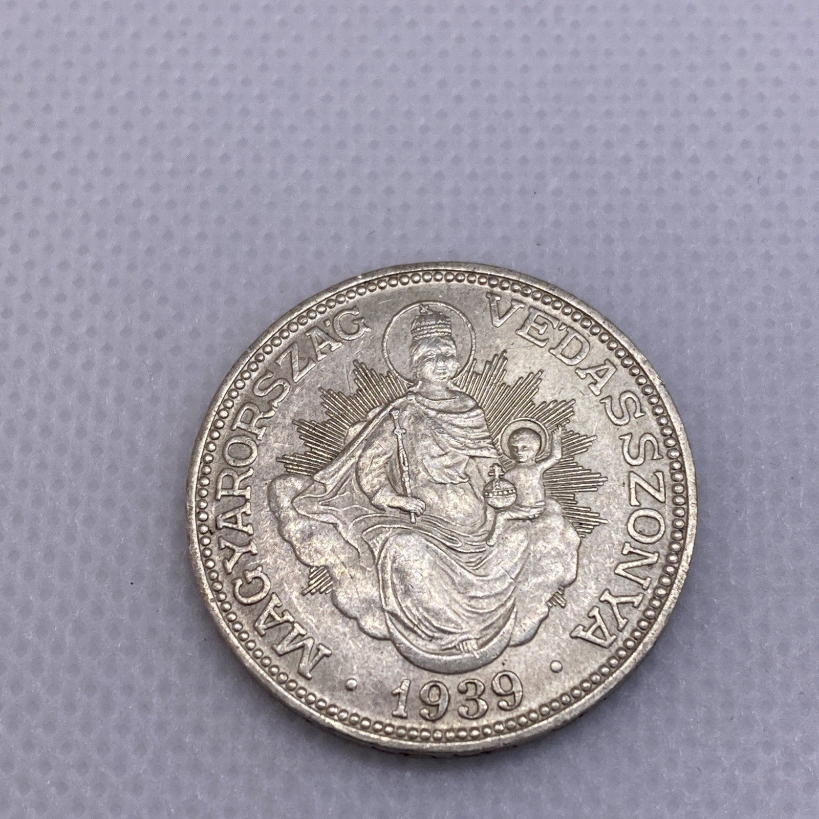 1939 2 Pengo Hungary Silver Coin Beautiful Silver Coin Uncirculated