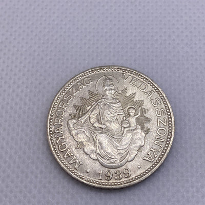 1939 2 Pengo Hungary Silver Coin Beautiful Silver Coin Uncirculated