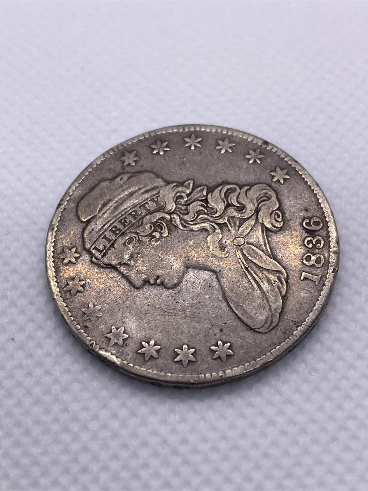 1836 Capped Bust Half Dollar Lettered Edge Silver 50c Beautiful Toning