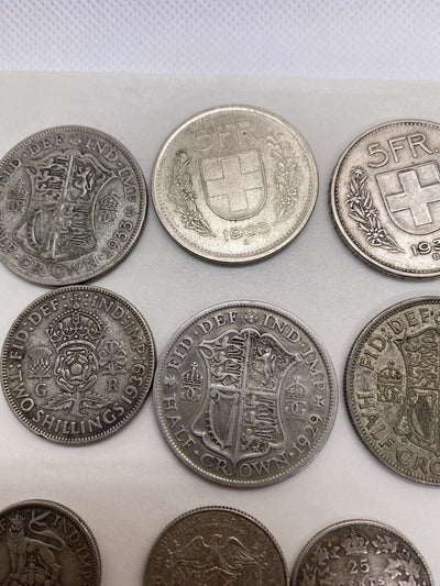 Silver Foreign Coins Lot 16 Silver Coins Big Great Looking Lot #344-10