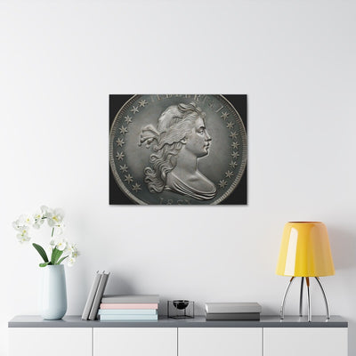Flowing Hair Dollar Print Canvas Flowing Hair Dollar Coin Silver Flowing Hair