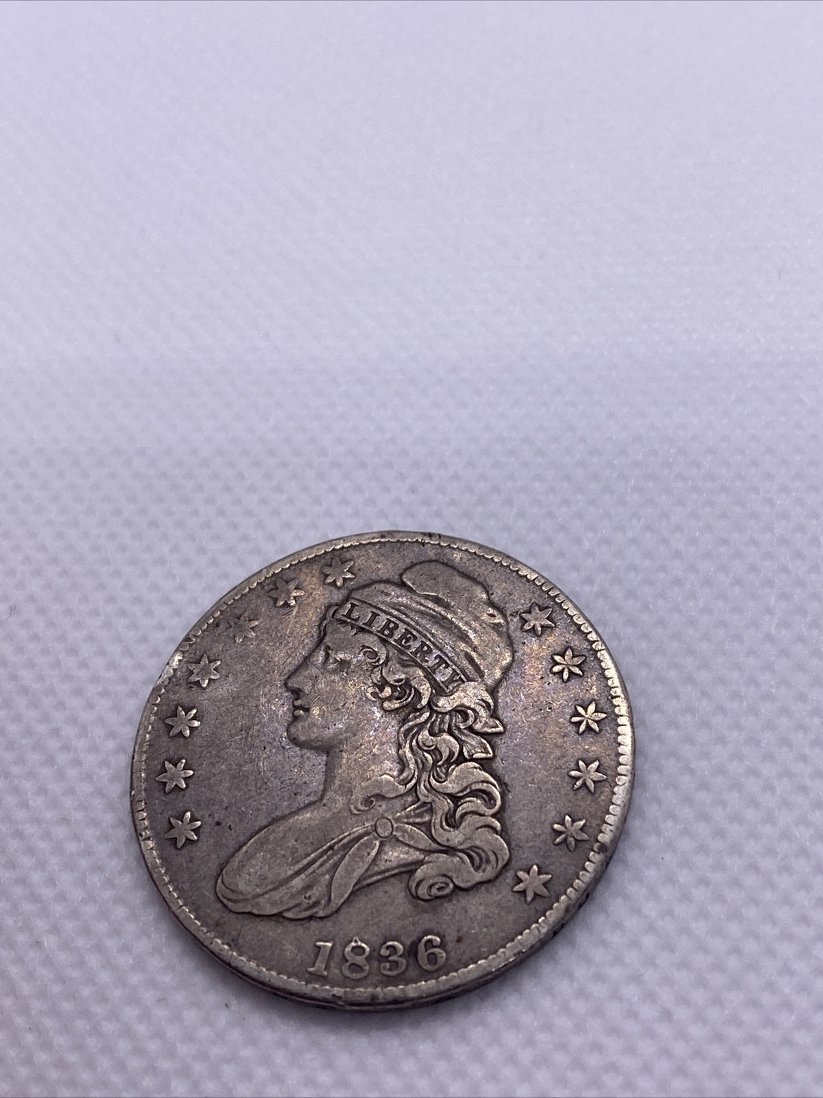 1836 Capped Bust Half Dollar Lettered Edge Silver 50c Beautiful Toning
