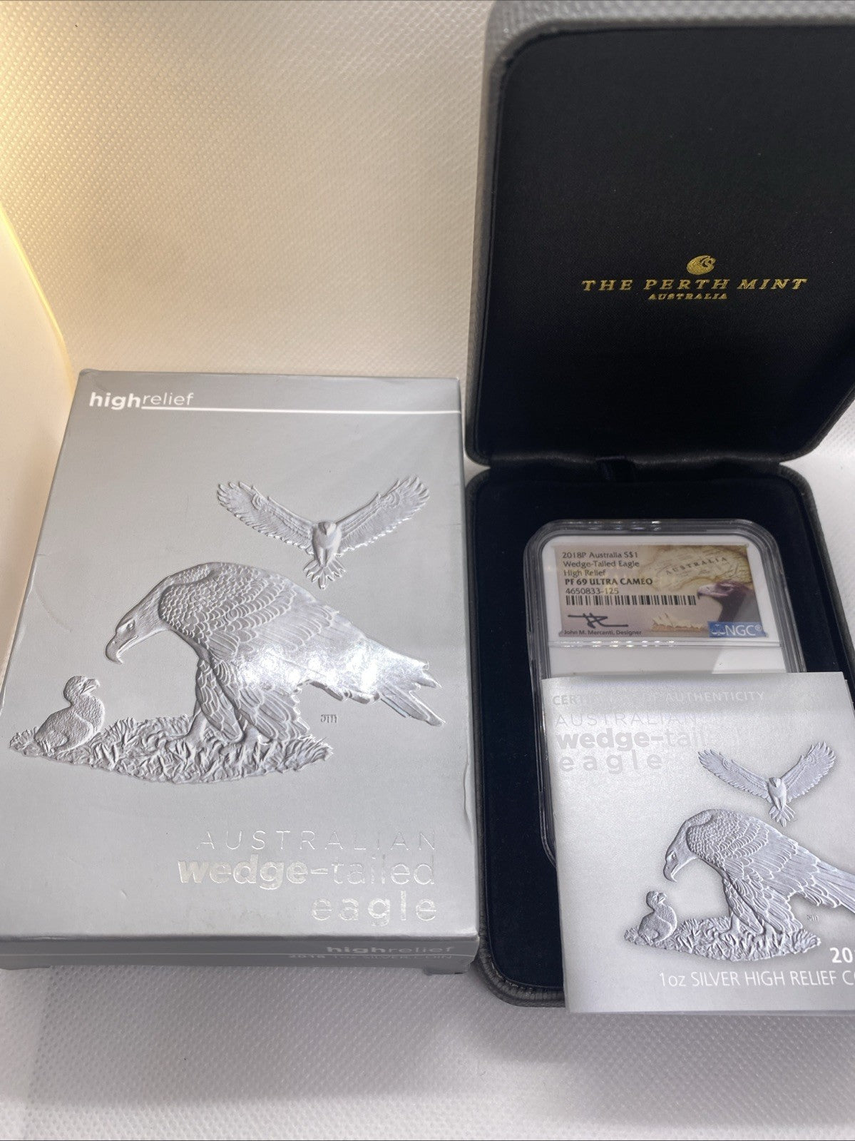 2018 P Australia $1 Wedge Tailed Eagle High Relief NGC PF69 Mercanti