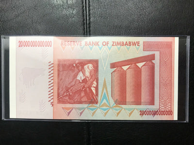 2008 20 Trillion Zimbabwe Dollars Banknote UNC 100 Trillion Series Low Serial #