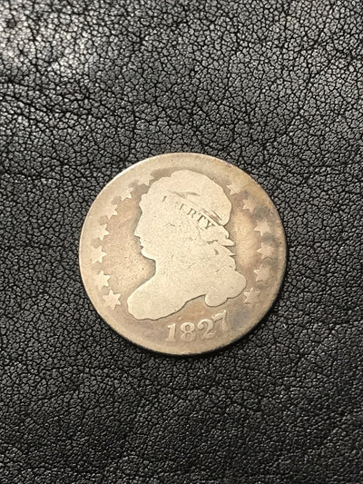 1827 10c Capped Bust Silver Dime JR-6 R-2 RARE #WW827