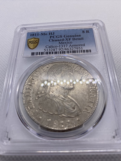 1811 Mo HJ Mexico 8 Reales Armored Bust Large Silver Coin PCGS XF Details #7951