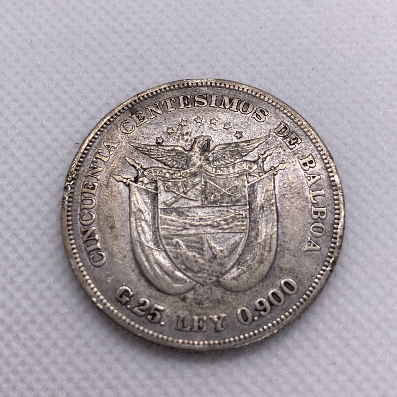 1904 PANAMA SILVER 50 CENTESIMOS CROWN COIN Silver Coin #2355