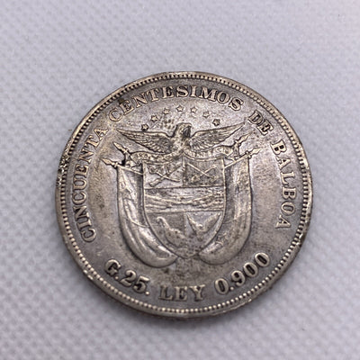 1904 PANAMA SILVER 50 CENTESIMOS CROWN COIN Silver Coin #2355