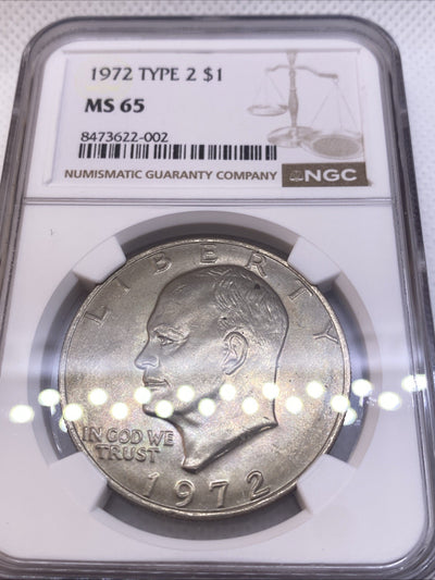1972 EISENHOWER $1 TYPE 2 NGC MS65 TYPE II - IKE Dollar VERY RARE AND High Grade