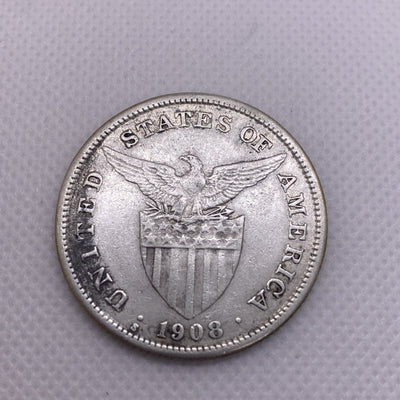 Philippines 1908S One Peso Large Silver Coin #9287-10