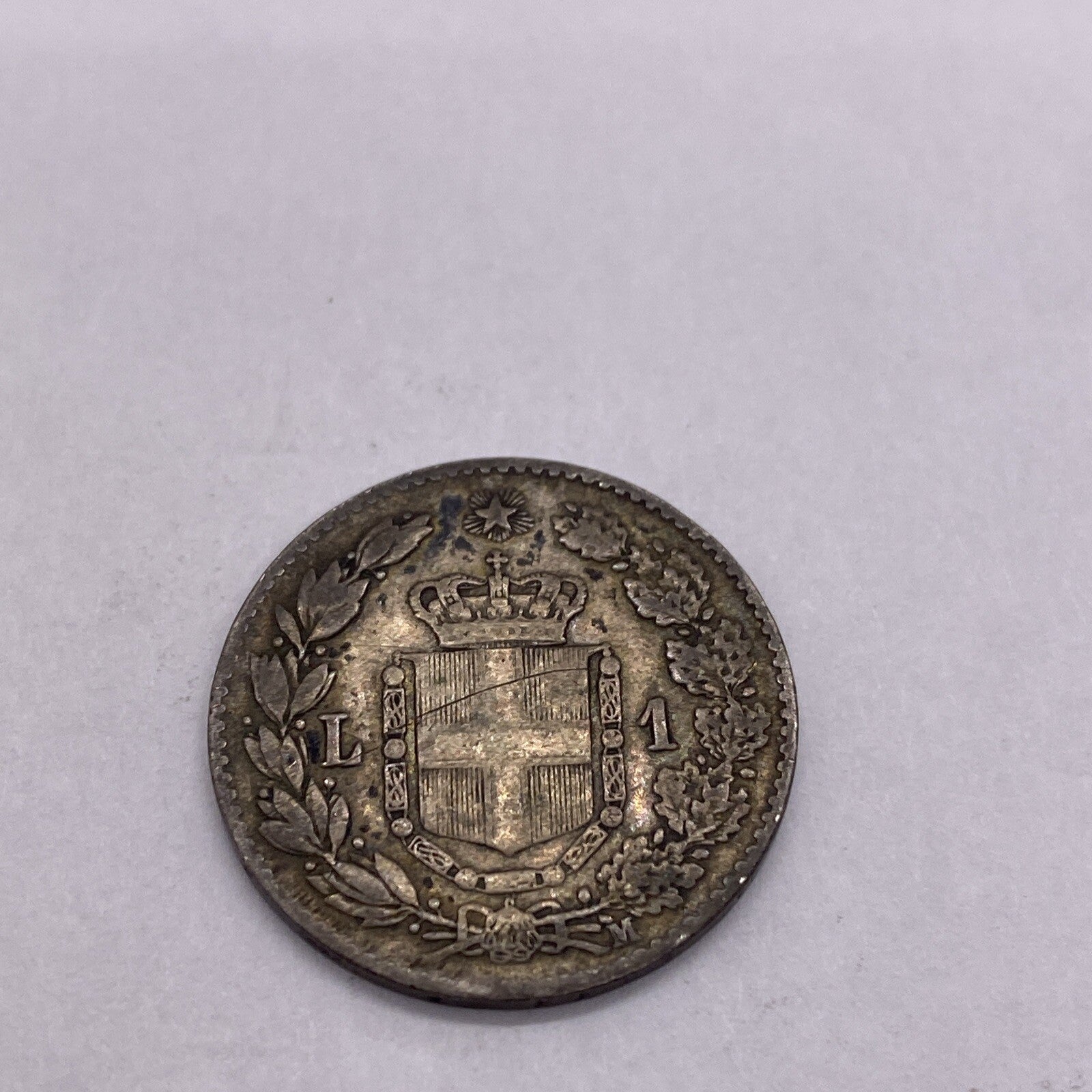 1887  ITALY SILVER ONE 1 LIRA UMBERTO COIN Silver Coin #943-10