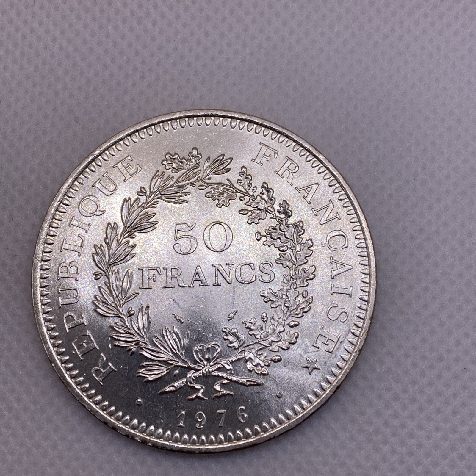 1976 France 50 Francs Silver Coin 50 Fr. Uncirculated Silver Coin #1287-10