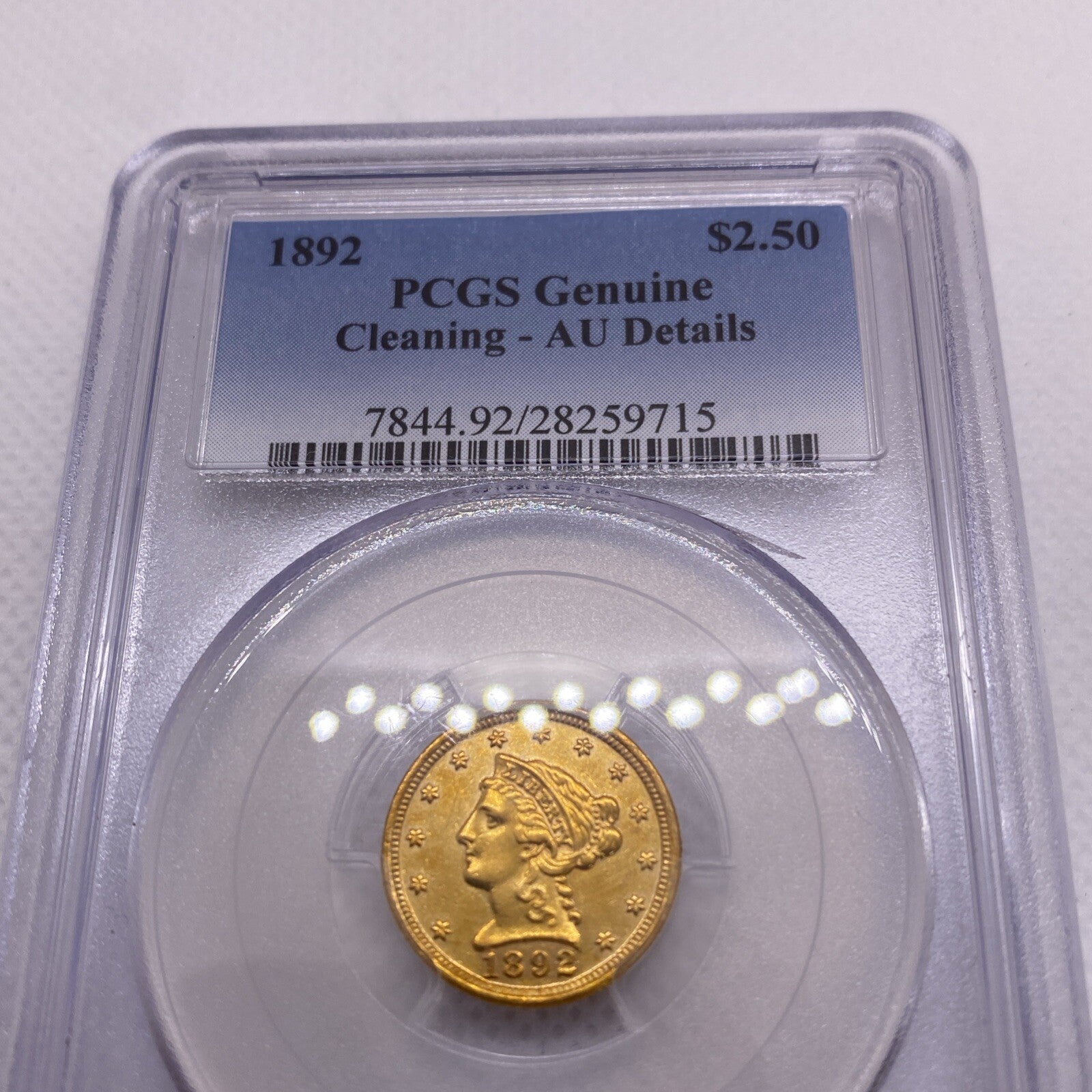 1892 Quarter Eagle $2.50 Gold Coin - NGC Graded AU Details VERY RARE Low Mintage