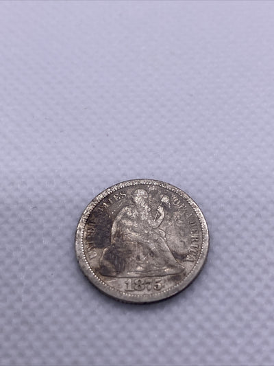 1875 S Seated Liberty Dime Silver 10 Cents Ten Cents Mintmark Below Bow #19277