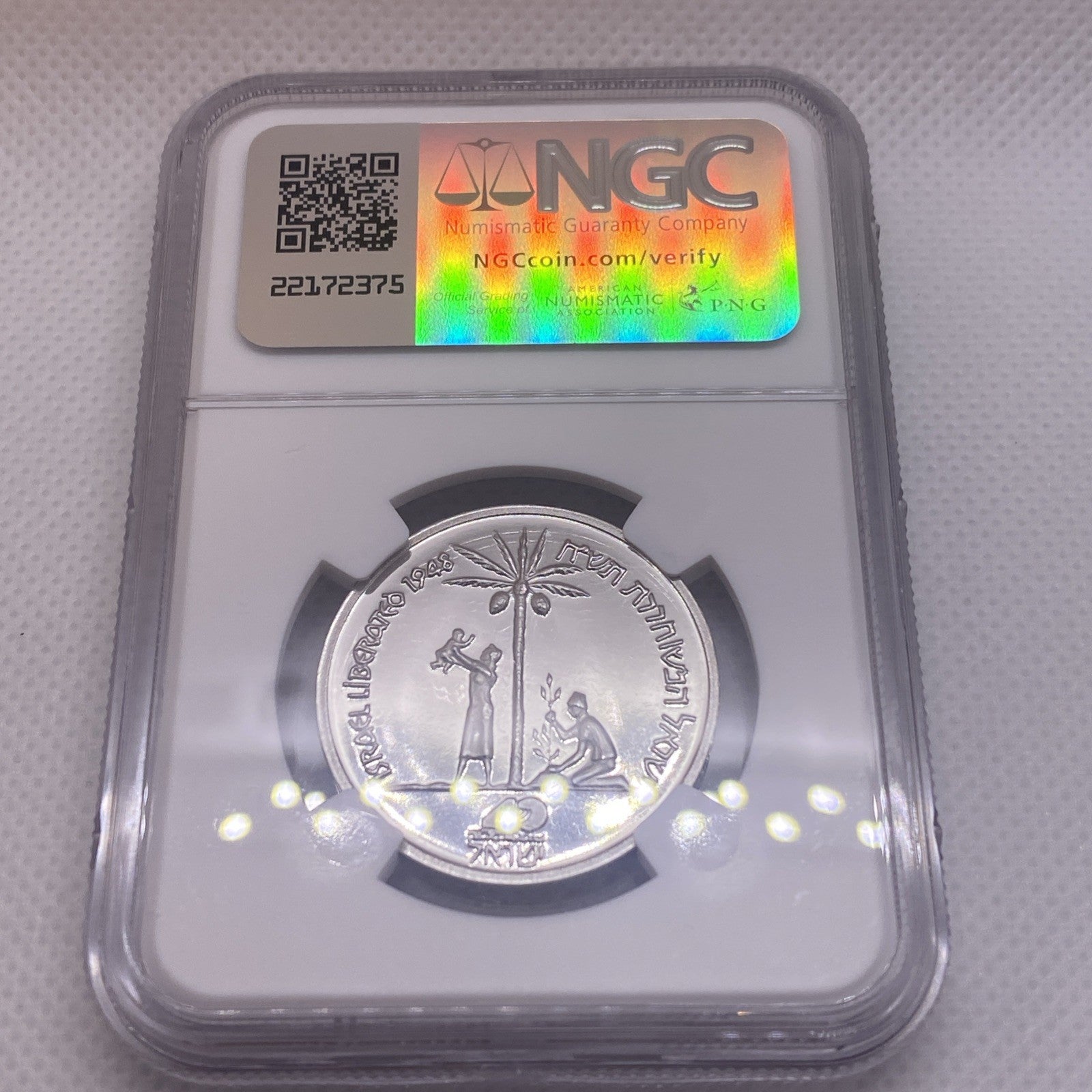 1988 PLATINUM ISRAEL 40th ANNIV. NGC PF64  1/2 OZ  Platinum JUDEA MEDAL