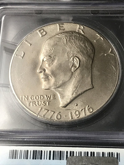 1976 D Ike Dollar $1 Rim Flaw Error ICG MS63 Mint Error