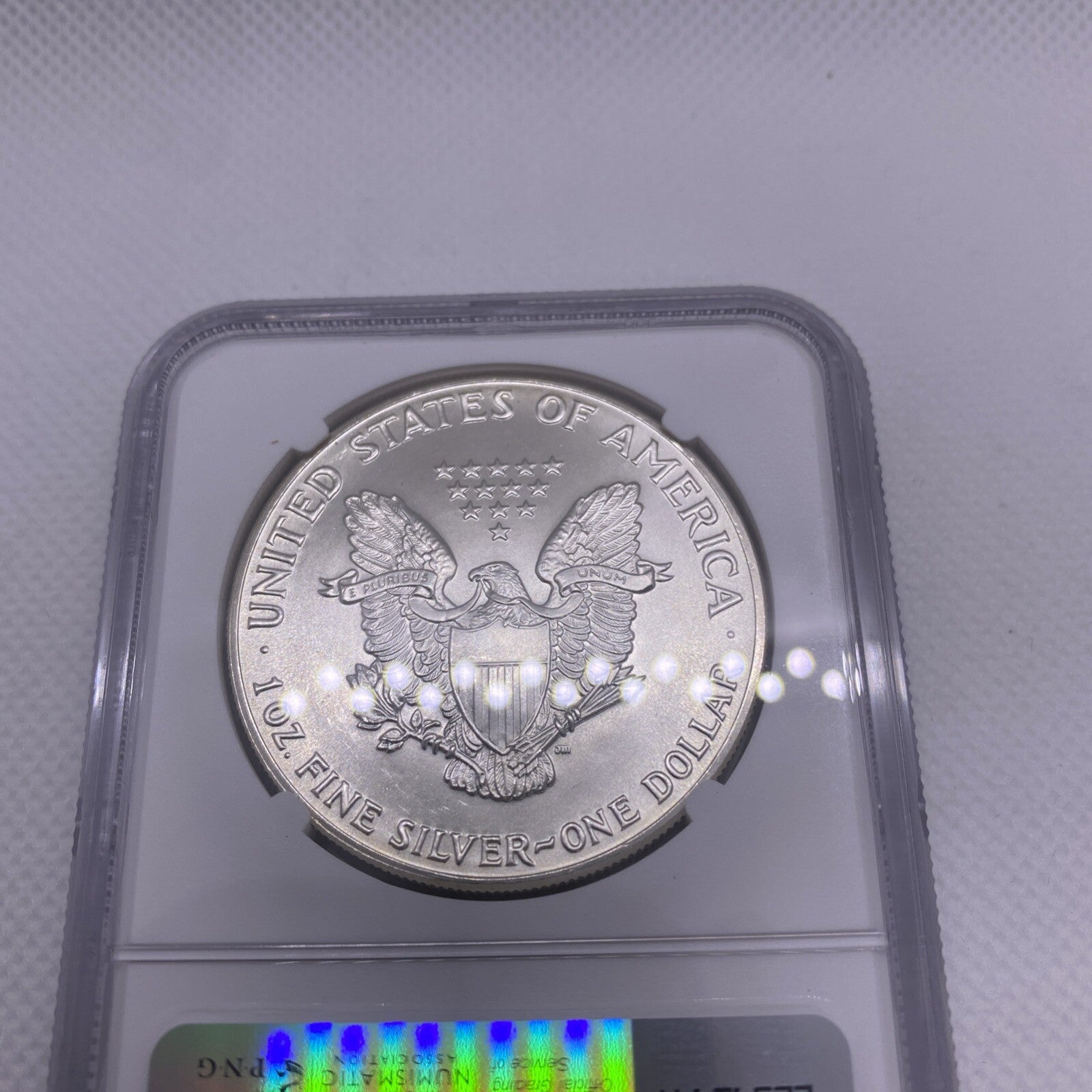 1986 $1 AMERICAN SILVER EAGLE NGC MS68 OBVERSE & REVERSE STRUCK THRU MINT ERROR
