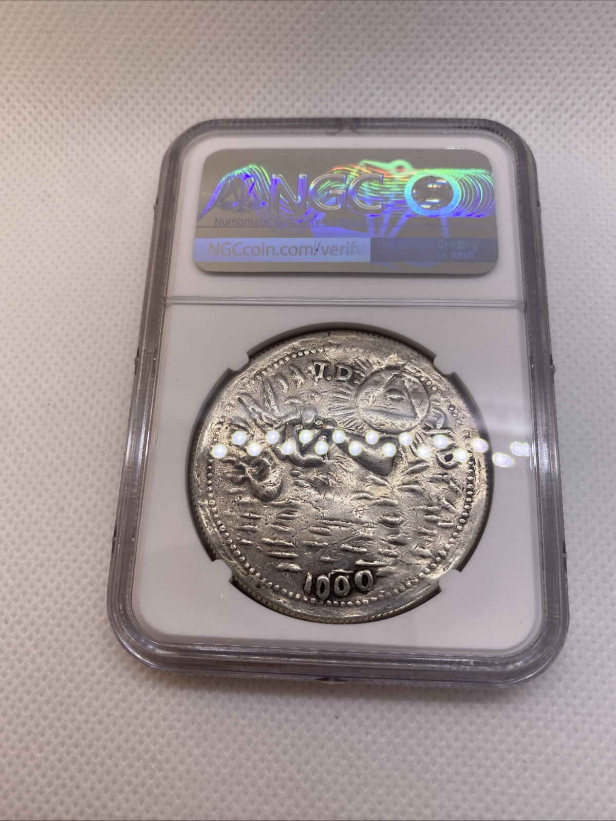 Philipines Honeycutt - 1428 Anting-Anting Silver Medal Graded NGC AU50 RARE