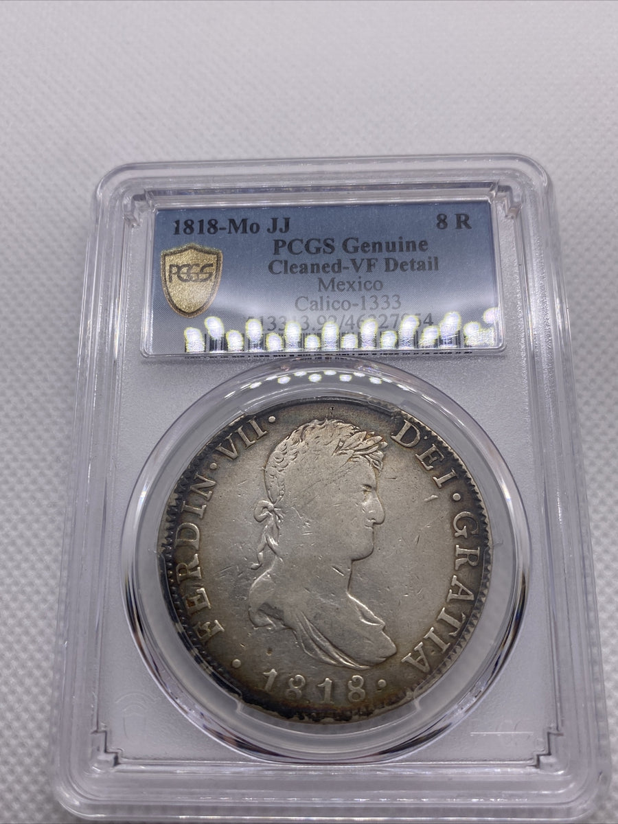 1818 MO JJ Mexico 8 Reales Silver Ferdinand VII PCGS VF Detail Calico-1333 #7954