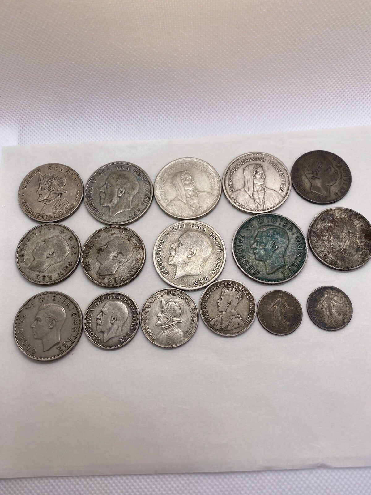 Silver Foreign Coins Lot 16 Silver Coins Big Great Looking Lot #344-10