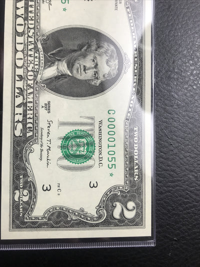 $2 Rare Uncirculated Low FOUR (4) Digits  ⭐️ STAR NOTE ⭐ 1055*