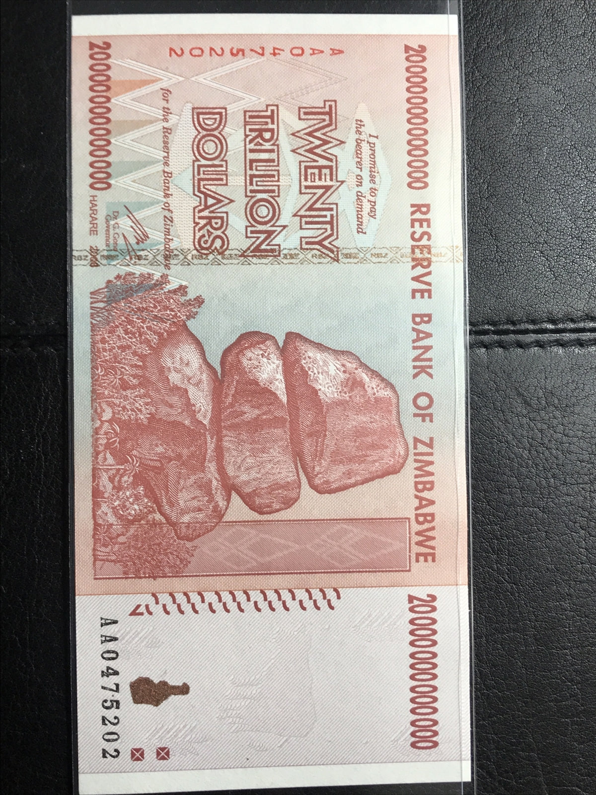 2008 20 TRILLION Zimbabwe DOLLARS BANKNOTE UNC 100 TRILLION SERIES UNCIRCULATED