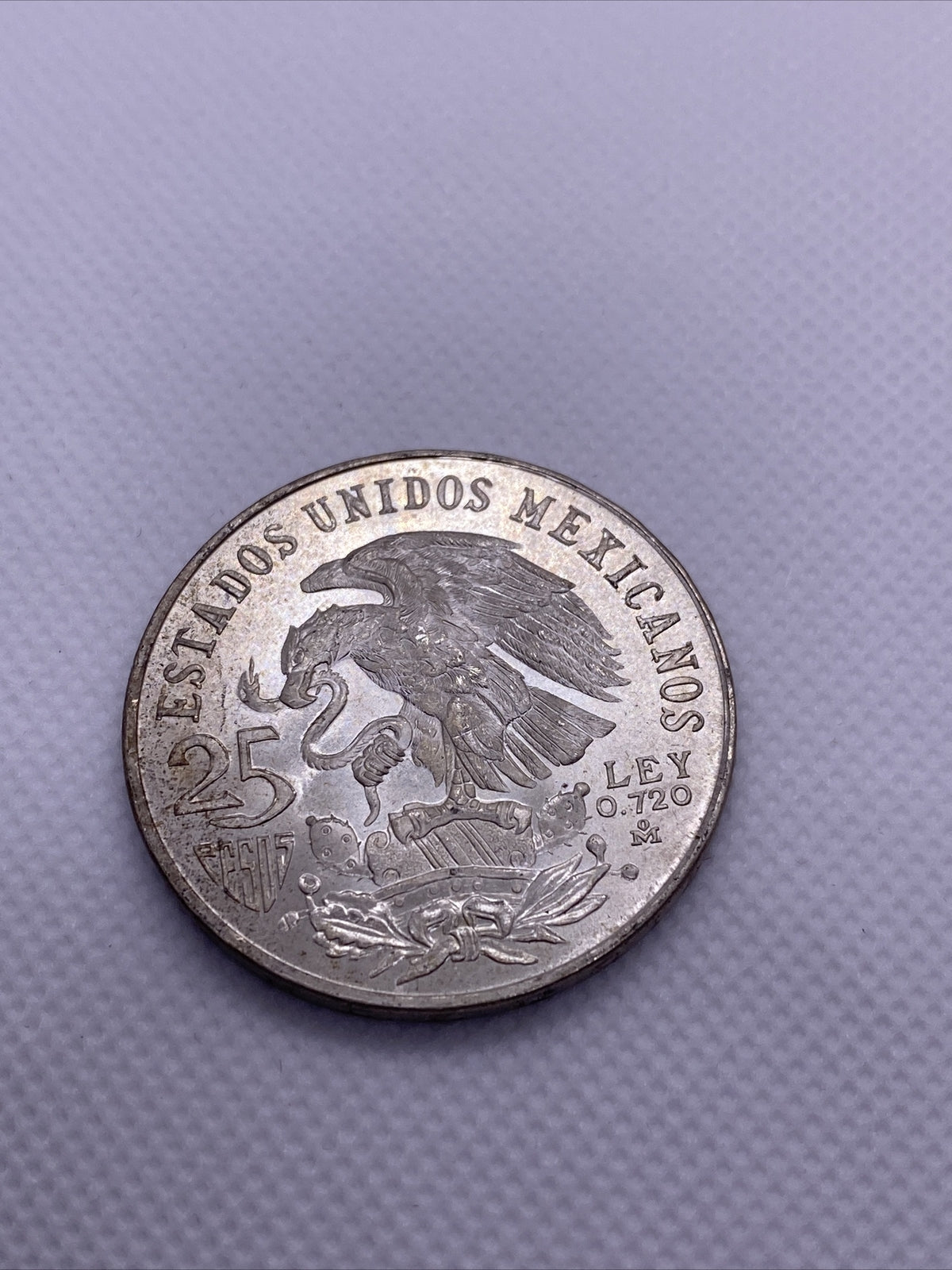 1968 Mexico Olympics Mexican 25 Peso Silver Coin BU Great Condition Coin
