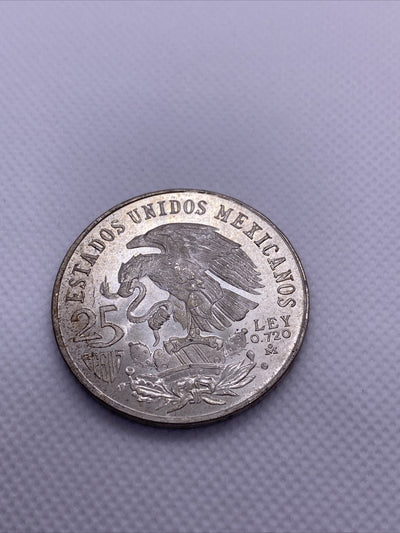 1968 Mexico Olympics Mexican 25 Peso Silver Coin BU Great Condition Coin