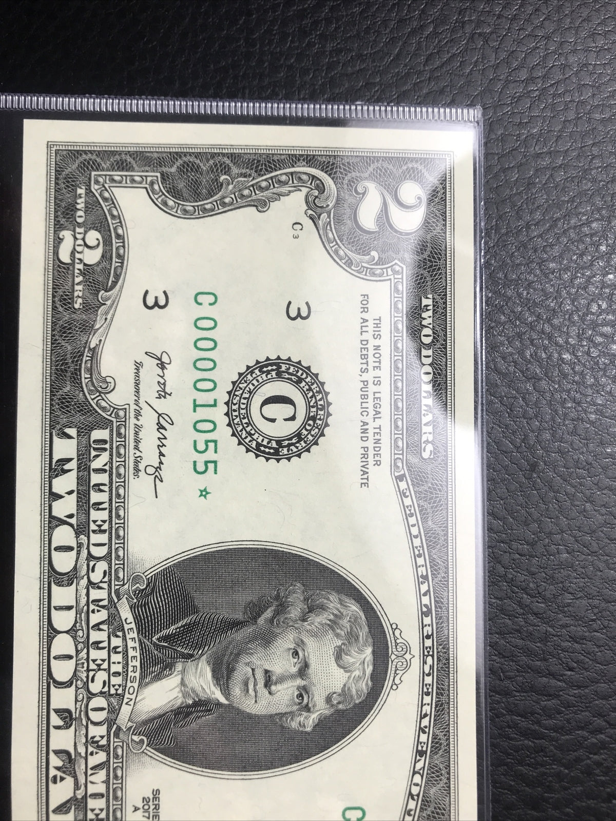 $2 Rare Uncirculated Low FOUR (4) Digits  ⭐️ STAR NOTE ⭐ 1055*