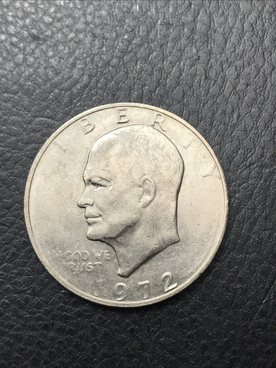 1972 Eisenhower Ike Dollar $1 Mint Error Obverse Struck Through