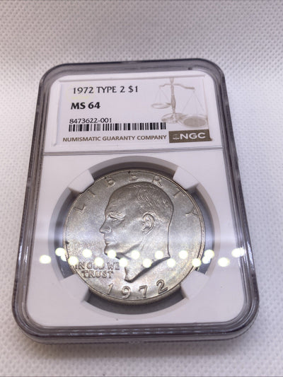 1972 EISENHOWER $1 TYPE 2 NGC MS64 TYPE II - IKE Dollar Rare High Grade