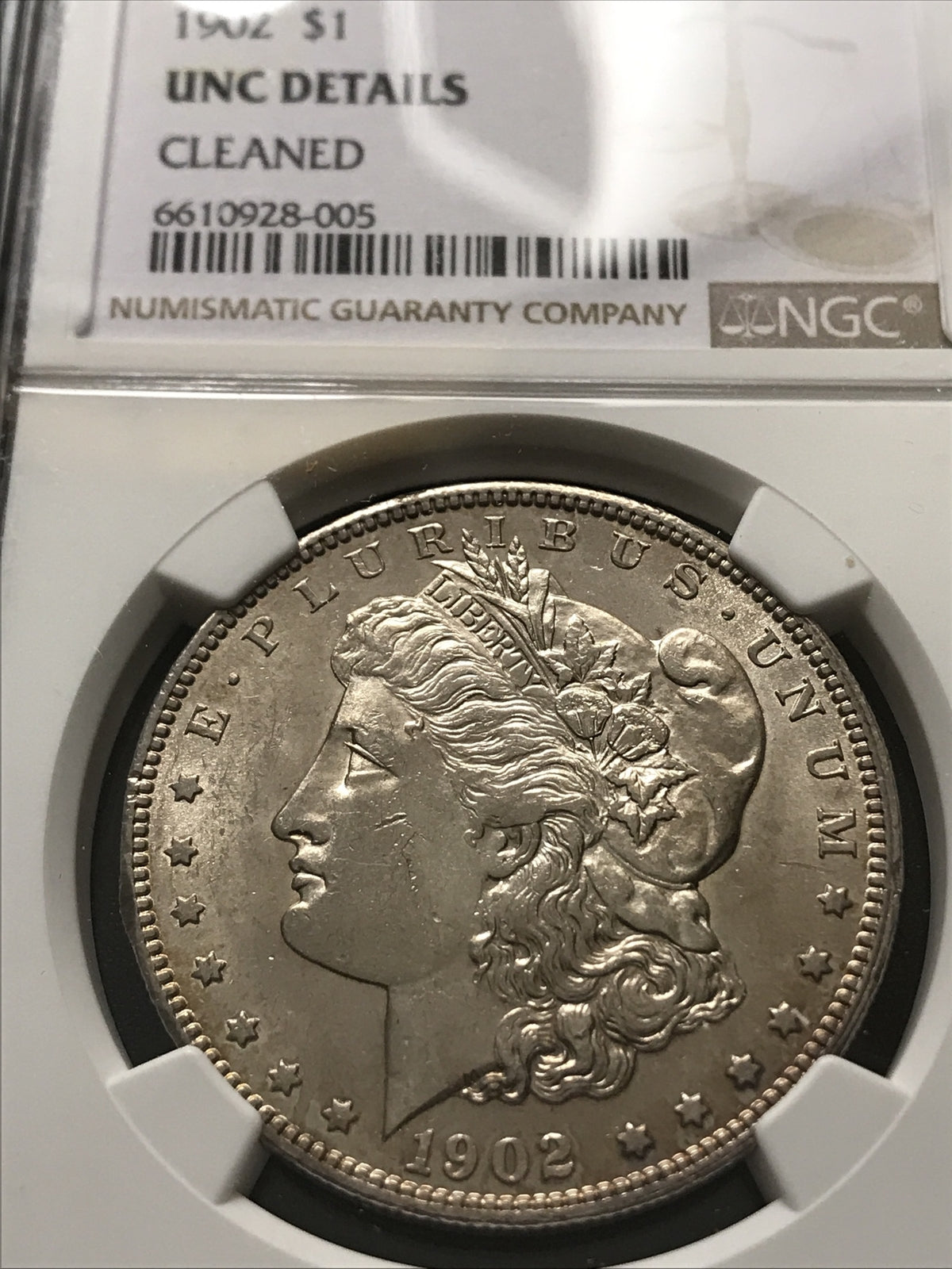 1902 O Morgan Silver Dollar $1 NGC UNC Details*ERROR LABEL* 928-005