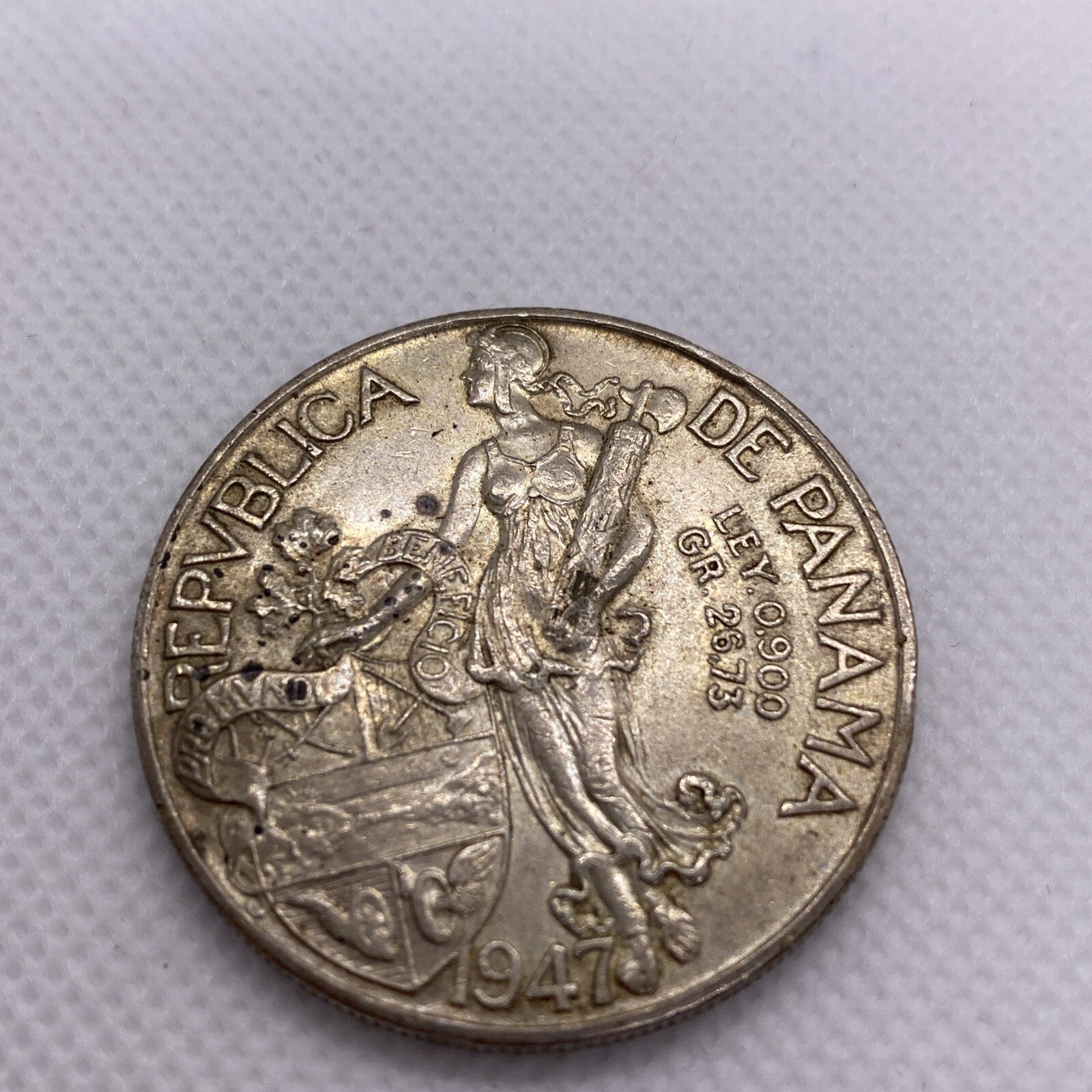 1947 Panama Silver Balboa Silver Coin Beautiful #9532