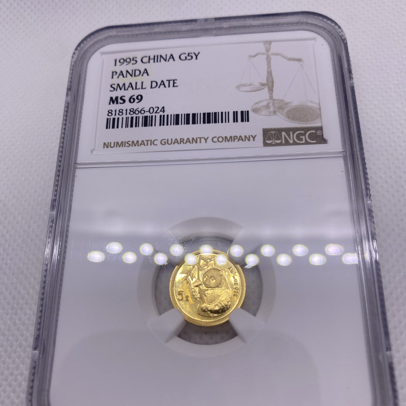 1995 SMALL DATE GOLD CHINESE  5 YUAN PANDA Coin 5Y NGC MS69 CHINA GOLD COIN