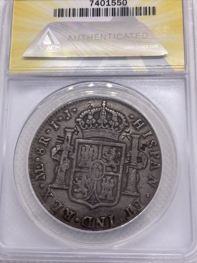 1796 8 REALES Lima Peru IJ Silver Colonial Coin Anacs VF20 Details 8 Reals Peru