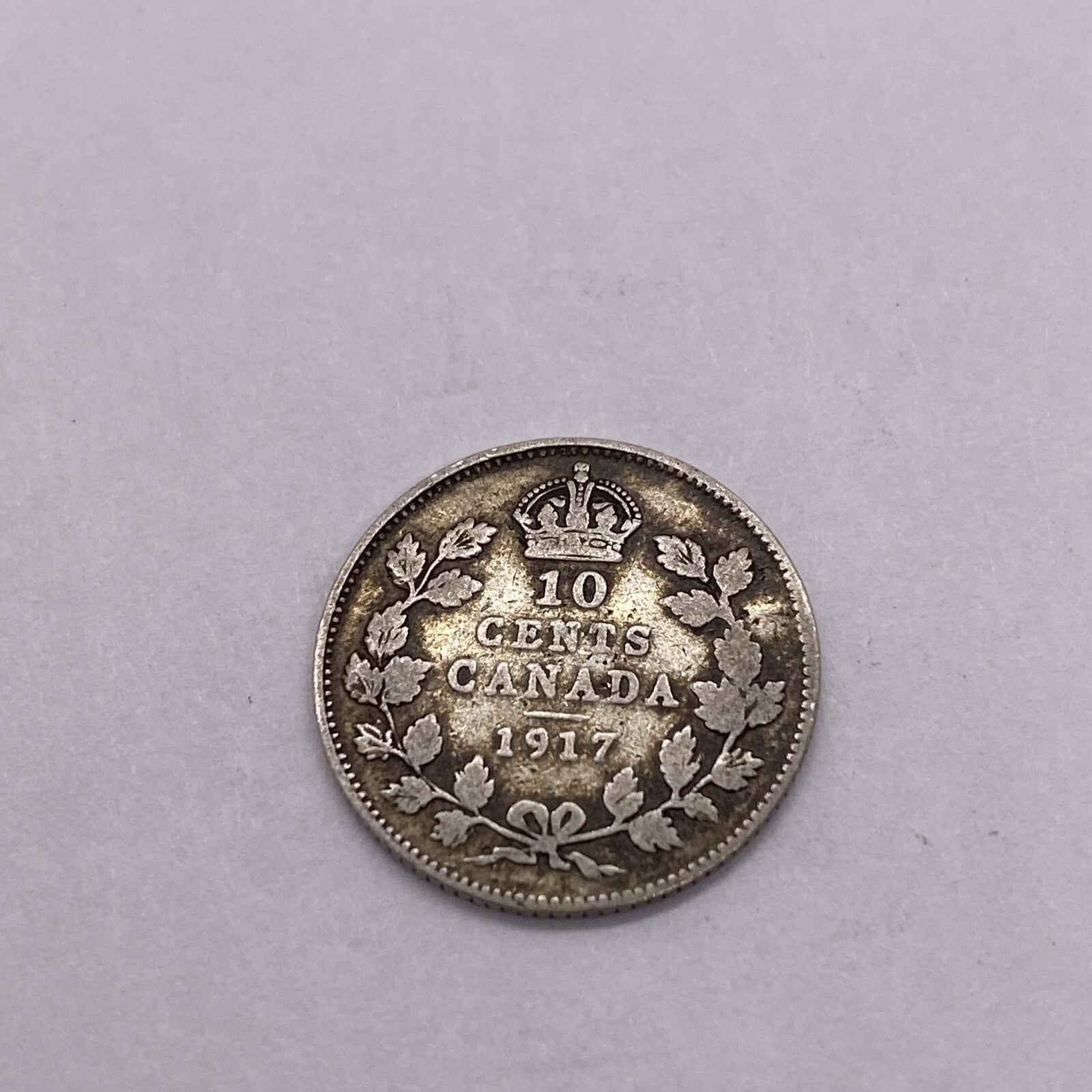 1917 Canada 10 Cent Dime Silver Coin George V  Silver Coin #1249-10