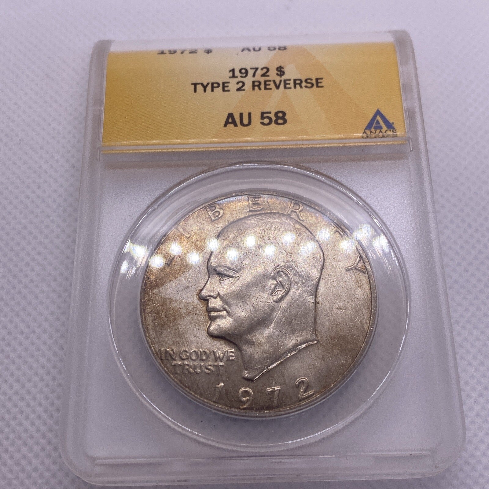 1972 Eisenhower IKE Dollar Type 2  ANACS AU58 Key-Date RARE #438