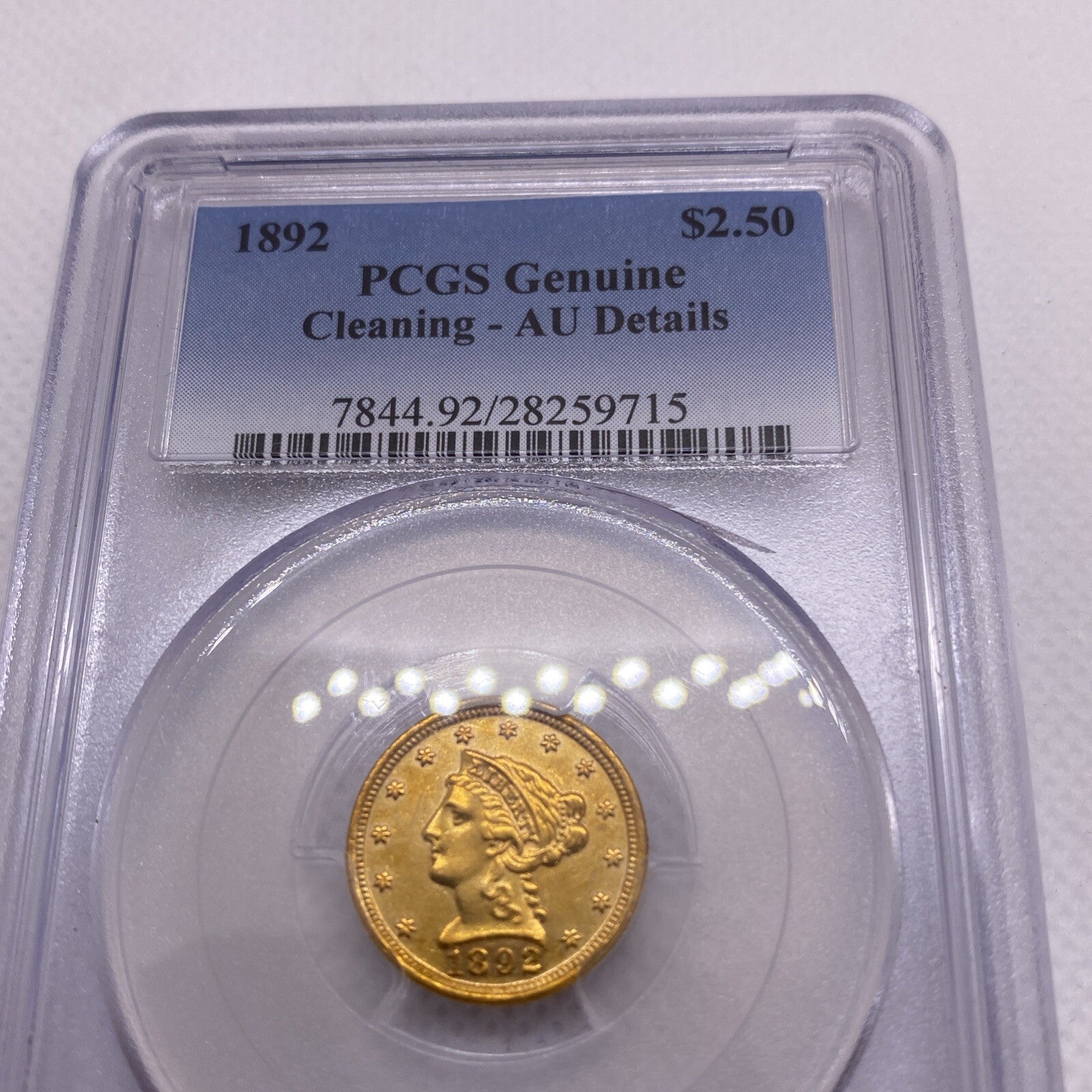 1892 Quarter Eagle $2.50 Gold Coin - NGC Graded AU Details VERY RARE Low Mintage